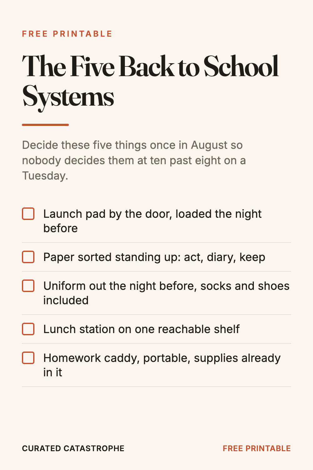 The Five Back to School Systems