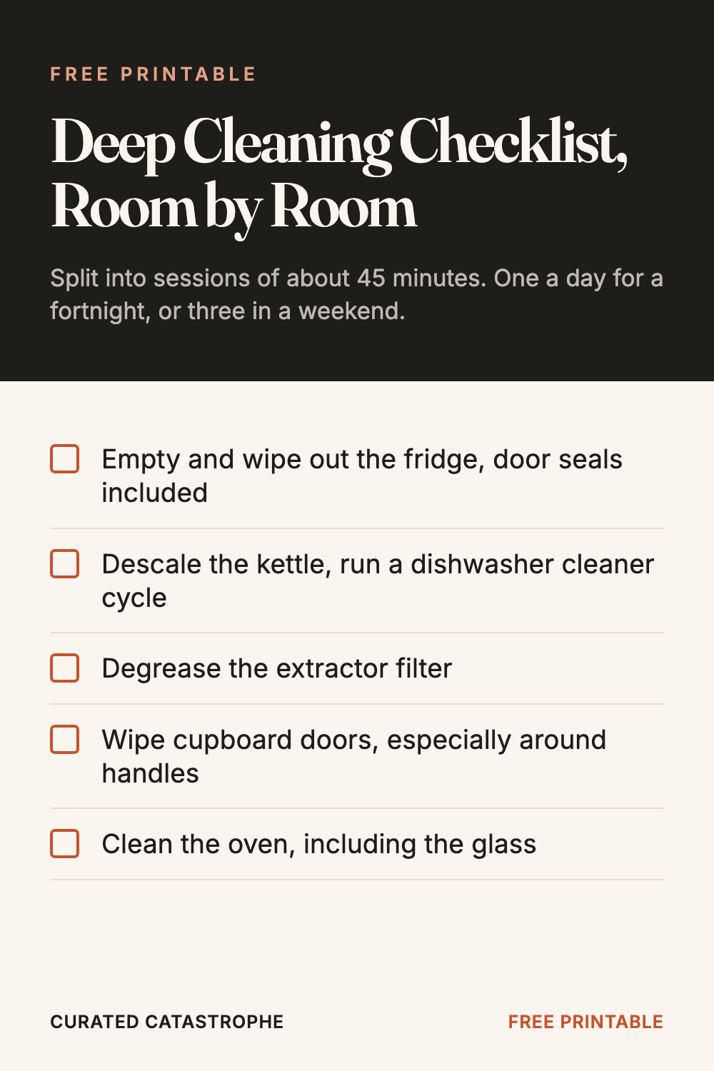 Deep Cleaning Checklist, Room by Room