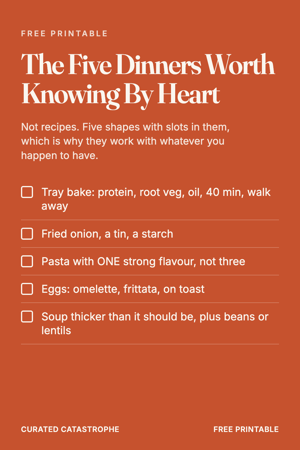 The Five Dinners Worth Knowing By Heart