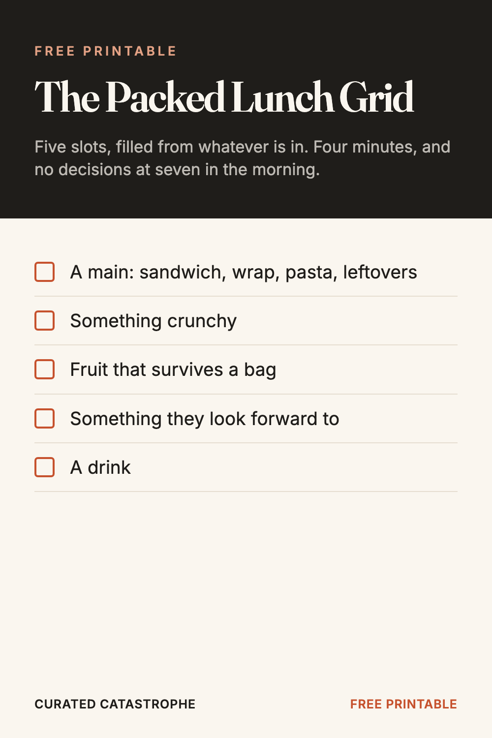 The Packed Lunch Grid