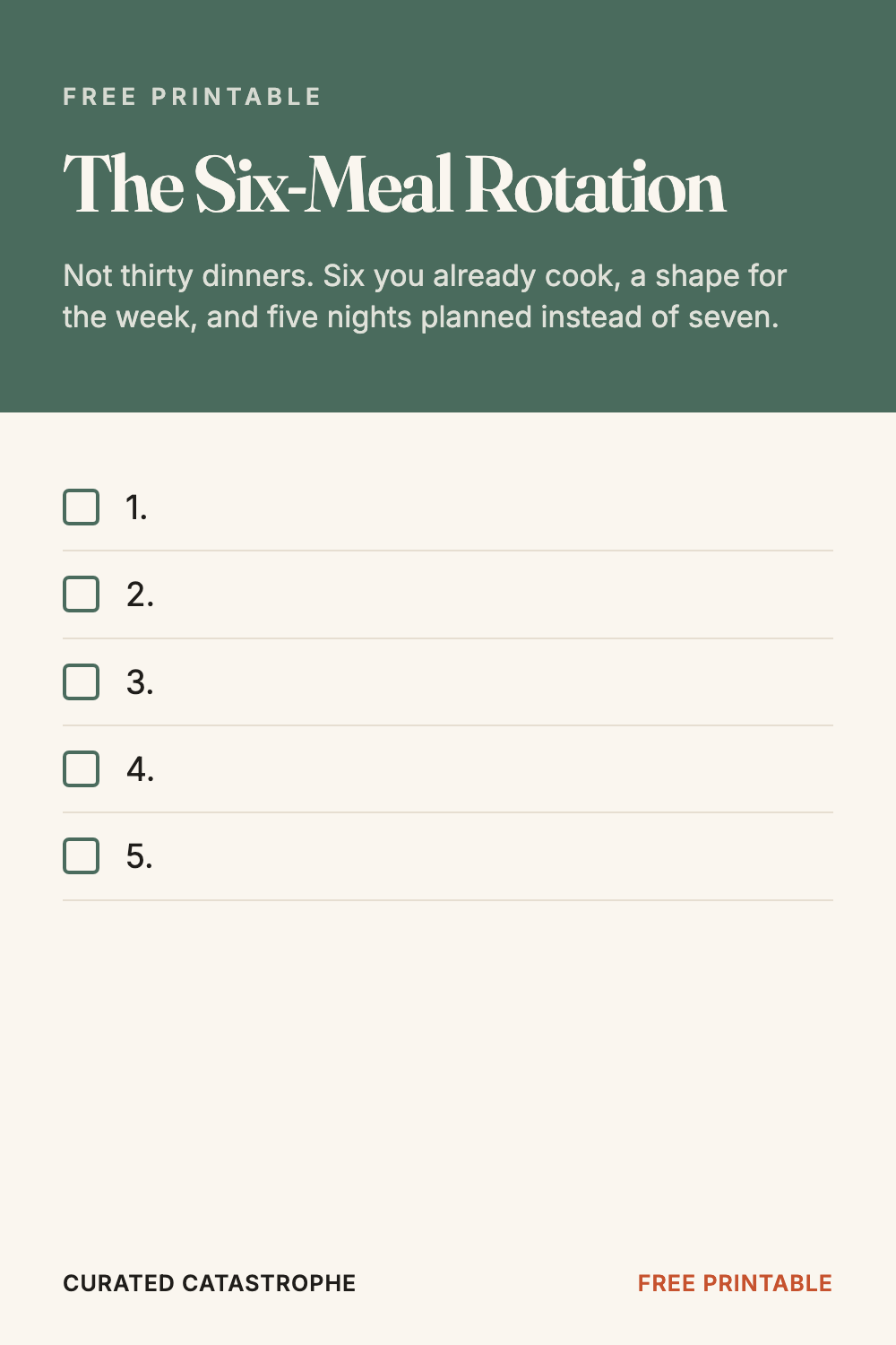The Six-Meal Rotation