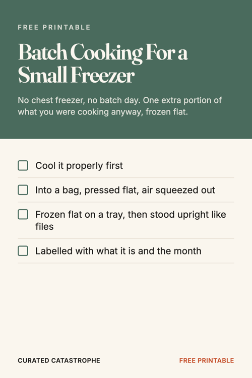 Preview of the Batch Cooking For a Small Freezer printable