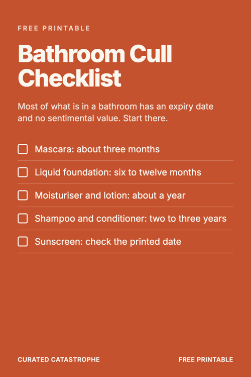 Preview of the Bathroom Cull Checklist printable