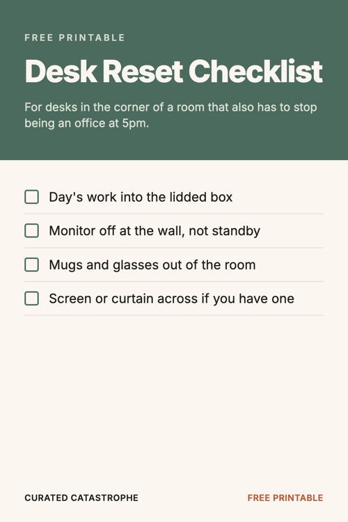 Preview of the Desk Reset Checklist printable